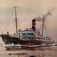 Tuula Hollfast työskenteli 1950-luvulla Suomen Neito -laivalla. Tuula Hollfastin yksityisarkisto.